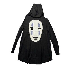 Studio Ghibli Spirited Away No Face Hooded Open Front Cardigan Size Medium